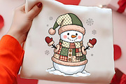Retro Patchwork Snowman PNG Clipart, a Seasonal Illustration by CrexoraLab (Thumbnail 2 of 4)