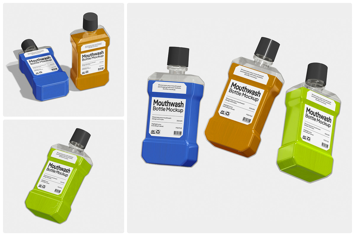 Mouthwash Bottle Mockup, a Packaging Mockup by Unerispace (Photo 1 of 5)
