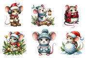 Christmas Mouse Clipart Bundle, an Illustration by SinaCreation (Thumbnail 4 of 7)