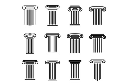 Ancient greek columns and pillars, an Illustration by Vector Tradition