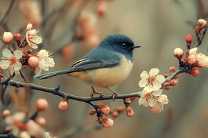 Beautiful small tomtit bird on a tree branch, an Animal Photo by AlyaAnd