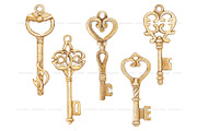 Watercolor vintage Keys and locks, an Object Illustration by ArtfulStudio (Thumbnail 4 of 9)