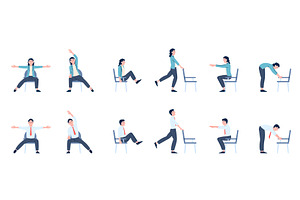 Office chair exercises. Male female, a Sport Illustration by LadadikArt