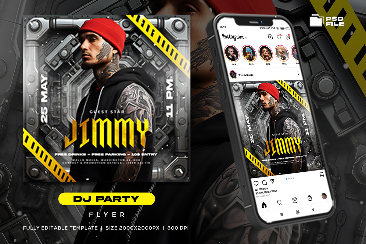 Dj Party Night Flyer Template, a Flyer Template by Rmbimo