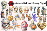 Watercolor Halloween Mummy Clipart, an Illustration by Design Market (Thumbnail 1 of 2)