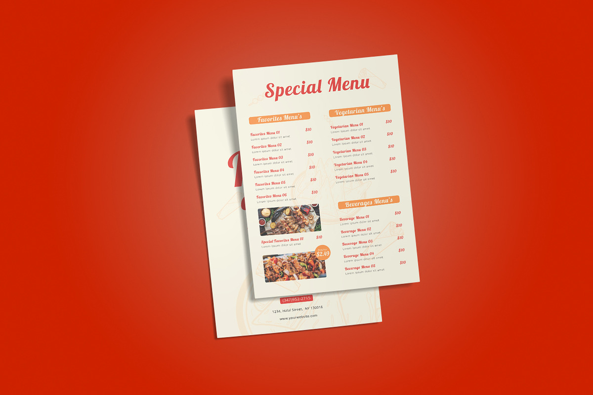 Halal Food - Restaurant Menu, a Print Template by StreaksideStd