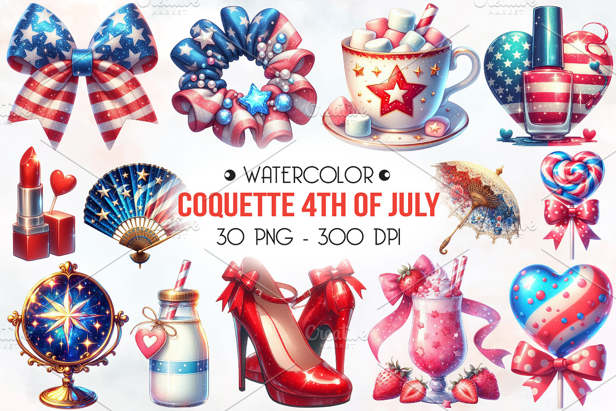Coquette 4th of July Clipart, a Seasonal Illustration by RobertsArt (Photo 1 of 7)