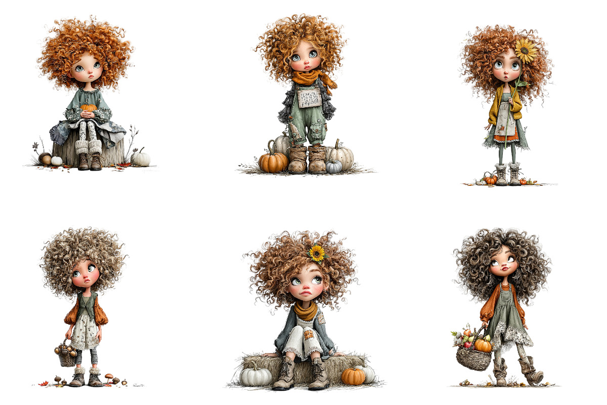 Autumn Girl Clipart, a Seasonal Illustration by CreationArt (Photo 4 of 7)