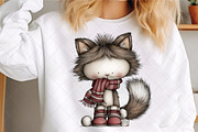 Whimsical Christmas Cat Clipart, an Illustration by SinaCreation (Thumbnail 4 of 8)