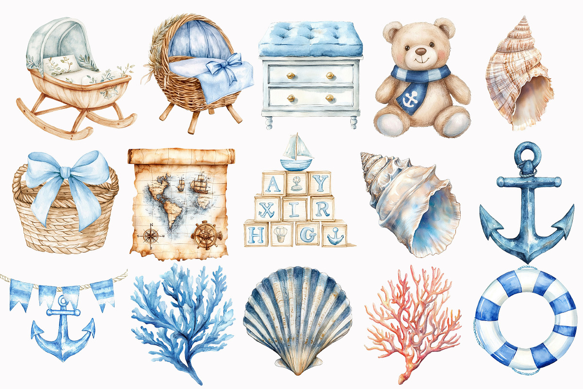 Coastal Nursery Clipart, an Illustration by Design Market (Photo 2 of 5)