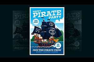 Kids pirate party flyer