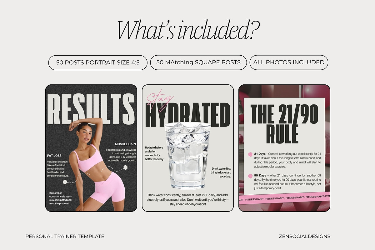 Personal Trainer Instagram Template, a Social Media Template by ZenSocialDesigns (Photo 3 of 9)