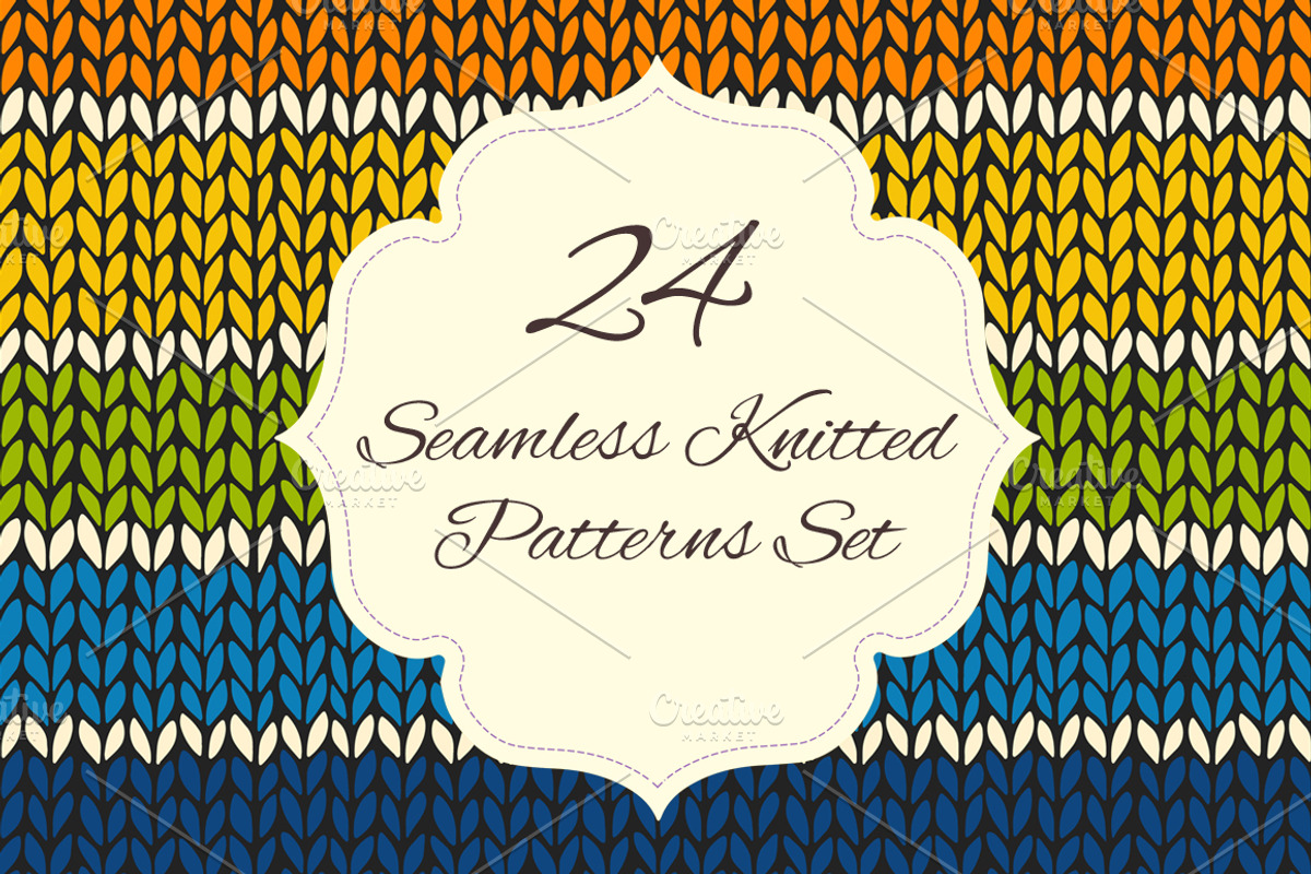 Set of 24 knitted seamless patterns