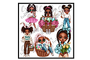 Black Girl Easter Clipart, an Illustration by CraftCrateShop (Thumbnail 2 of 5)