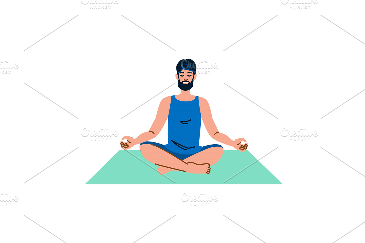 Bearded man practicing yoga and, a Person Illustration by pikepicture