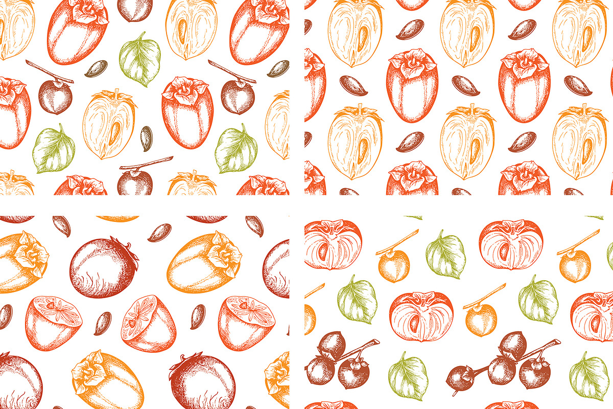 Sweet Persimmon Fruit Vintage Kit, a Food Illustration by Artspace (Photo 3 of 6)