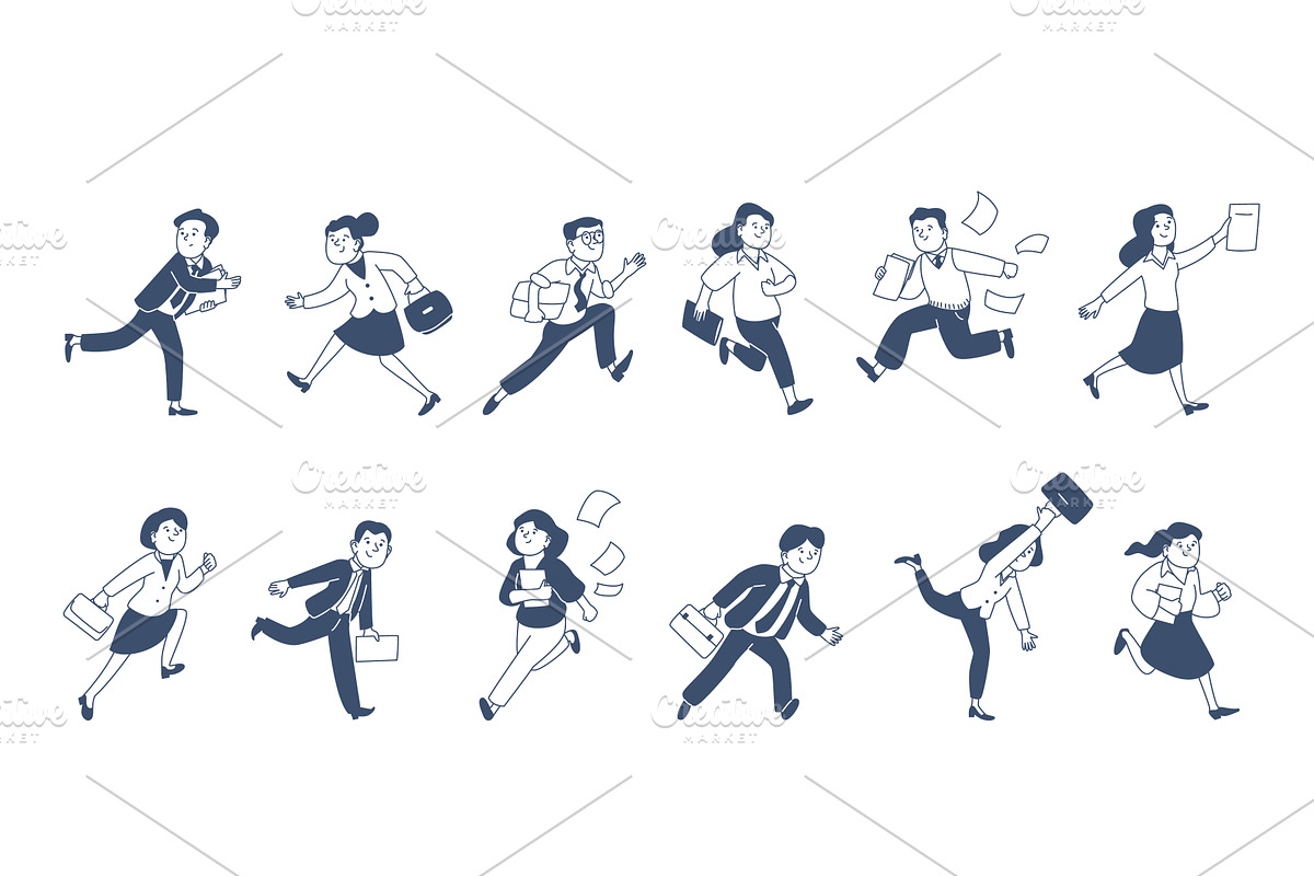 Running doodle office characters, a Person Illustration by LadadikArt