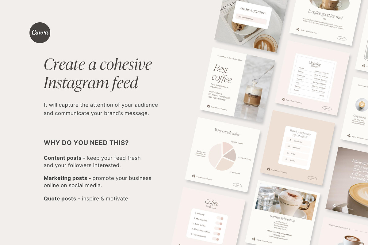 Canva Coffee Shop templates, a Social Media Template by LiliesandBerries (Photo 6 of 23)