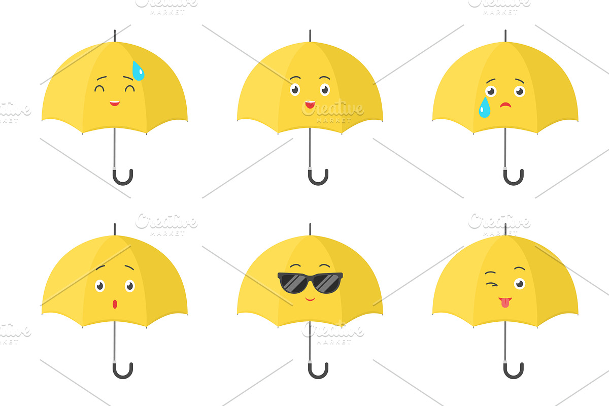Umbrellas cute yellow funny parasol, an Object Illustration by Lemberg Vector