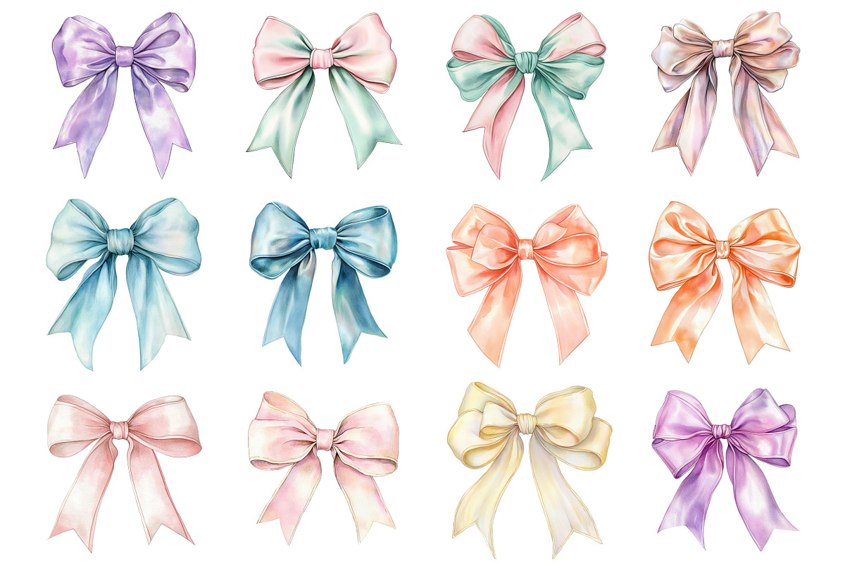 Girly Pastel Bows Clipart, an Illustration by Design Market (Photo 3 of 5)