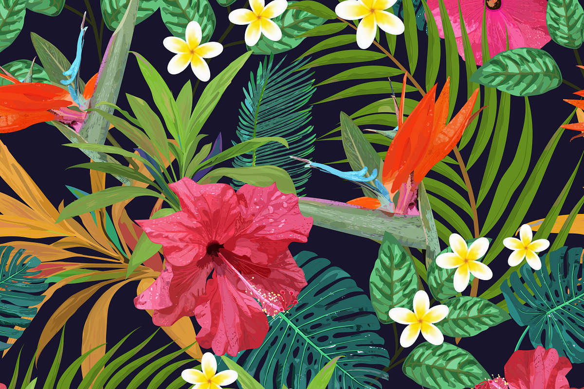 Tropical leaves and flowers, an Illustration by Julycolor (Photo 10 of 10)