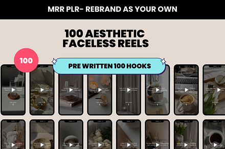 100 Faceless Reels Videos + Hooks, a Social Media Template by Design By Hira