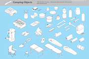 Camping Items - isometric, an Illustration by Industrial Artworks (Thumbnail 1 of 3)