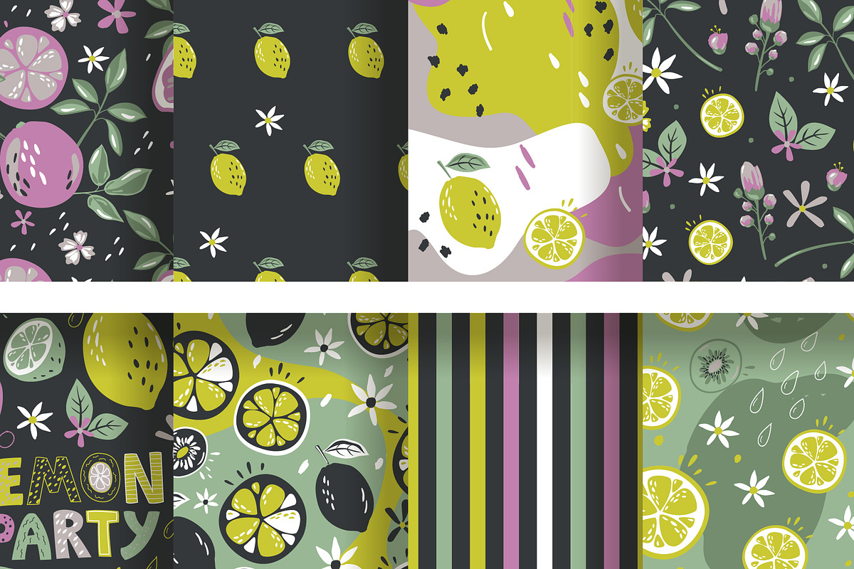 Citrus patterns set and cliparts, a Pattern Graphic by narinadraban (Photo 6 of 6)