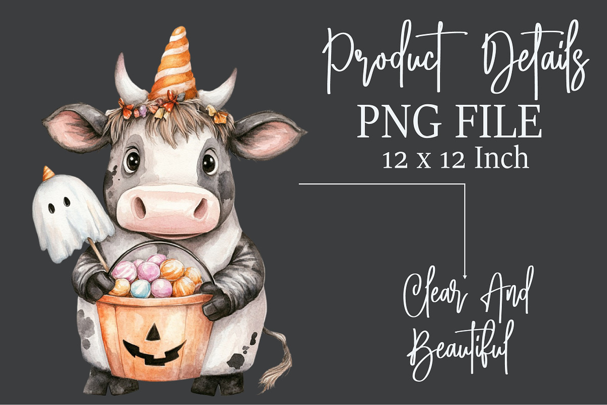 Funny Halloween Boo Cow Clipart, a Seasonal Illustration by Rose Art (Photo 4 of 4)