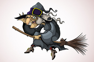 Witch flying on a broom