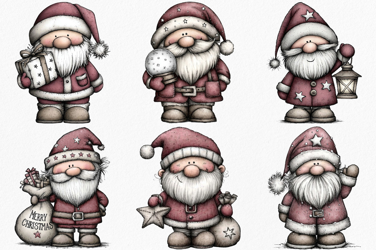 Christmas Retro Santa Clipart Bundle, an Illustration by Canvas Craft (Photo 4 of 7)