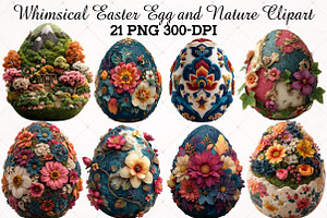 Whimsical Easter Egg and Nature PNG, an Illustration by RobertsArt