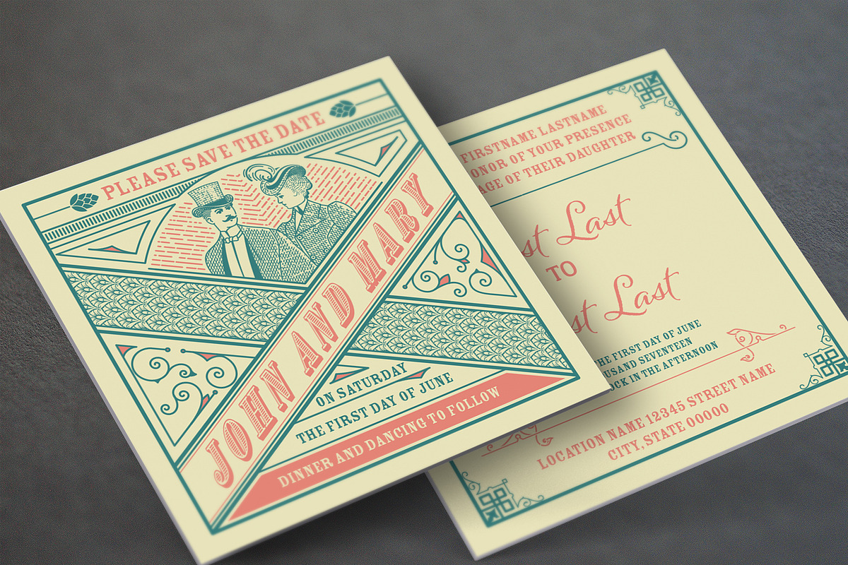 Mega Set Vintage Wedding Invitations, an Invitation Template by OneVectorStock (Photo 9 of 18)