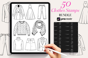 50 Clothes Procreate Stamps Brushes