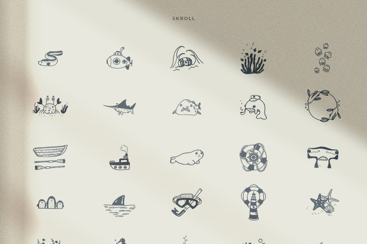 200 Hand Drawn Elements -Marine-, a Decorative Illustration by Michael Rayback Design (Photo 2 of 6)