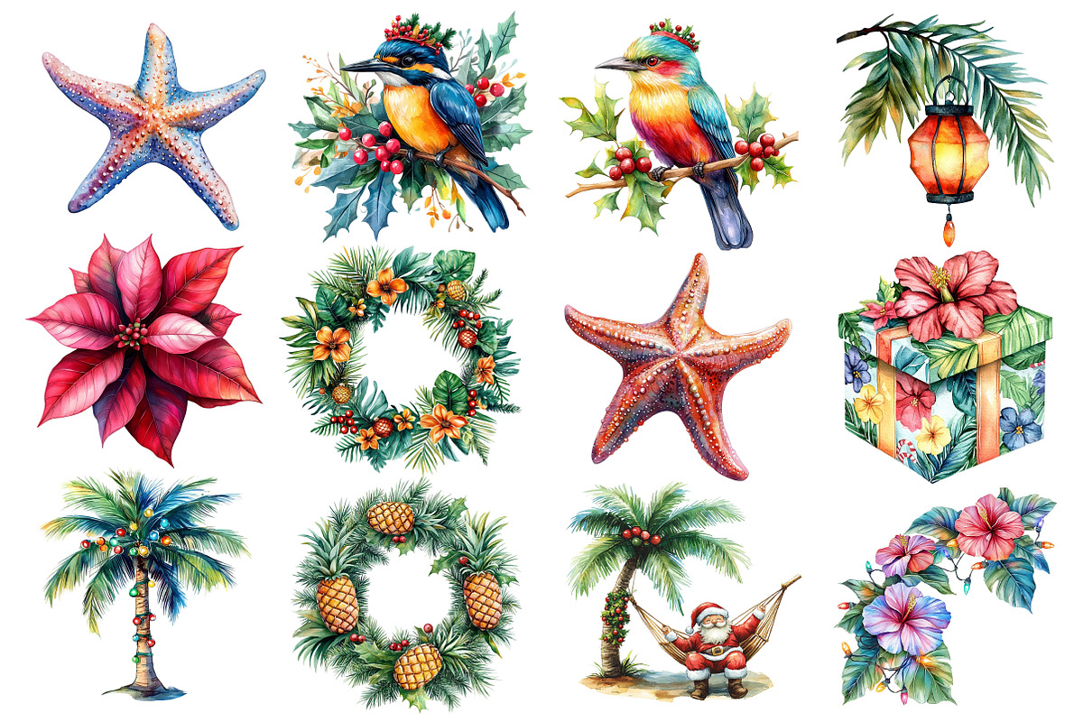 Tropical Christmas Clipart PNG, an Illustration by Dream Creation (Photo 4 of 5)