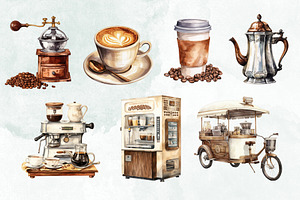 Coffee Time Watercolor Sublimation