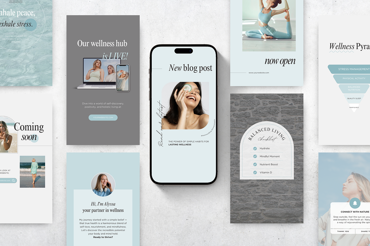 Wellness Instagram Templates Bundle, a Social Media Template by DigiPax (Photo 6 of 12)