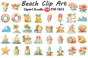 Beach Clip Art Bundle, an Illustration by Digital Artistic99