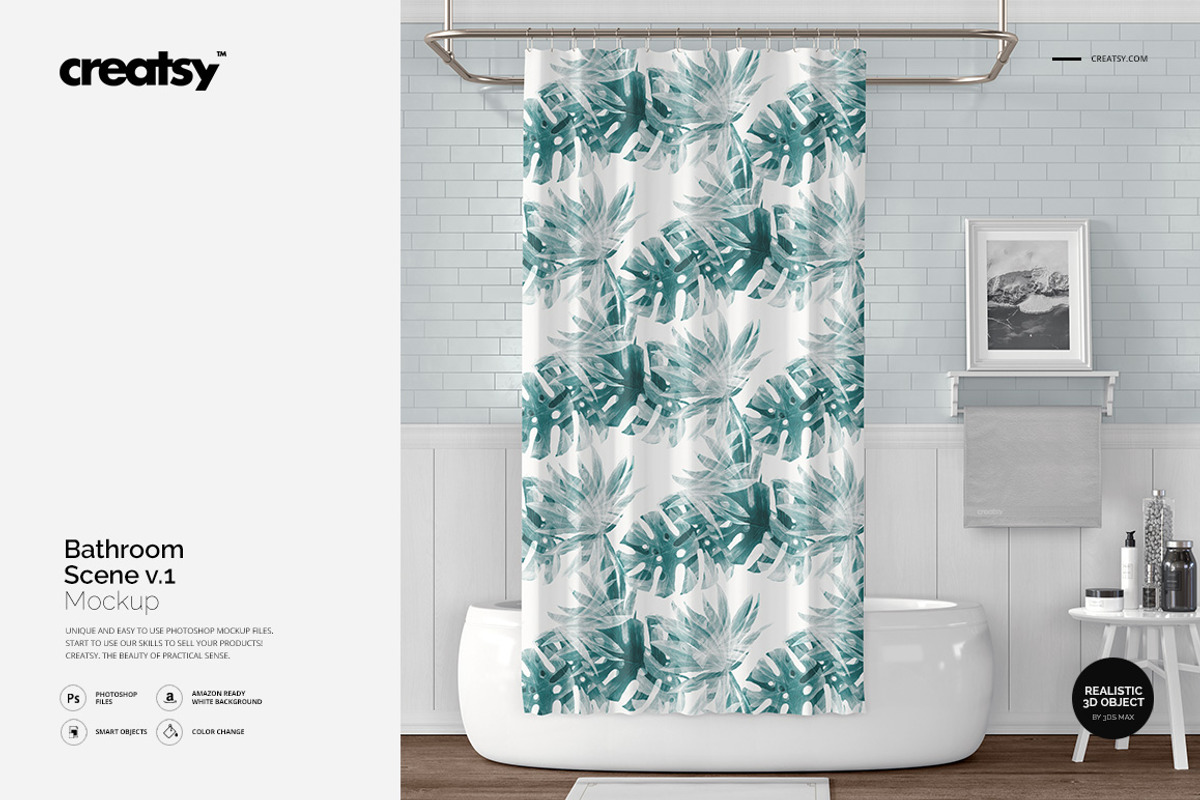 Bathroom Scene v.1 Mockup, a Household Mockup by creatsy2 (Photo 1 of 3)