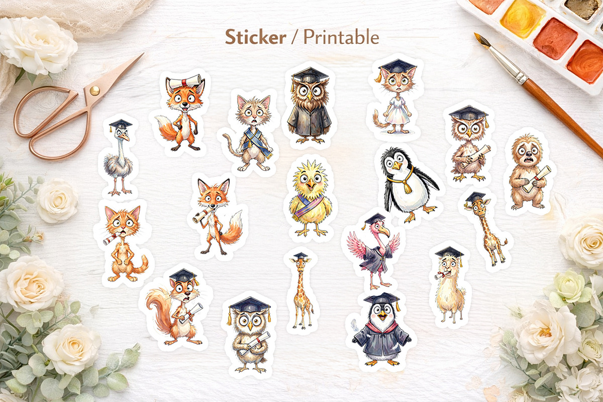 Funny Animal Graduation Sublimation, an Illustration by Artnoy (Photo 5 of 8)