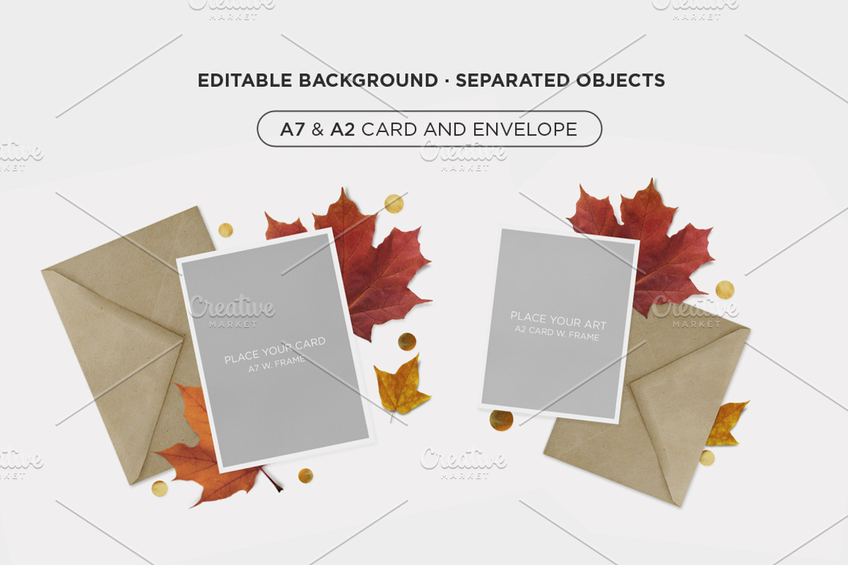 Mockup · Autumn Cards, a Print Template by tomodachi studio (Photo 2 of 4)