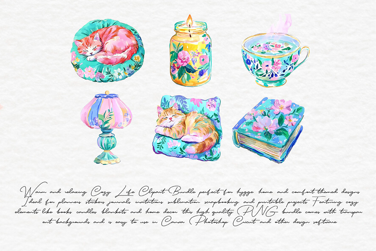 Cozy Life Clipart Bundle, an Object Illustration by Libby Wishes (Photo 4 of 9)