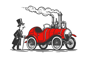 Victorian Gentleman Admiring Red, an Illustration by AlexArt