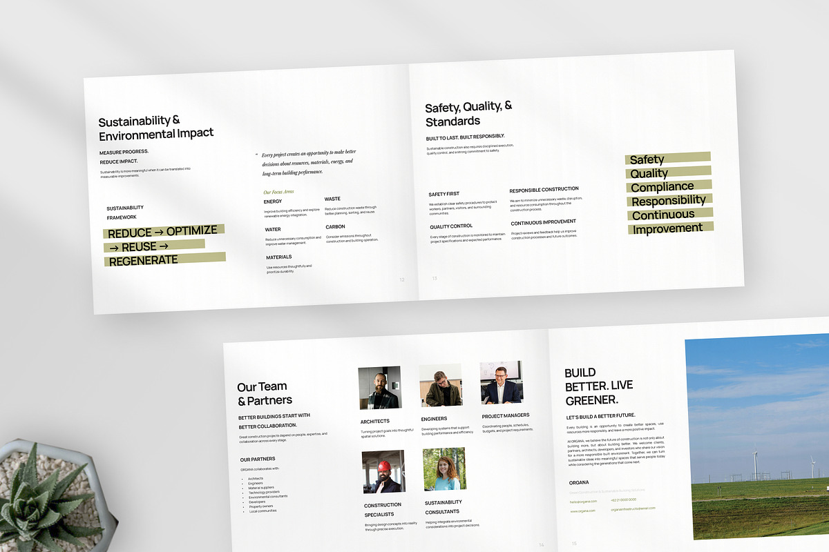 Green Construction Company Profile, a Magazine Template by trabaskriya (Photo 6 of 7)