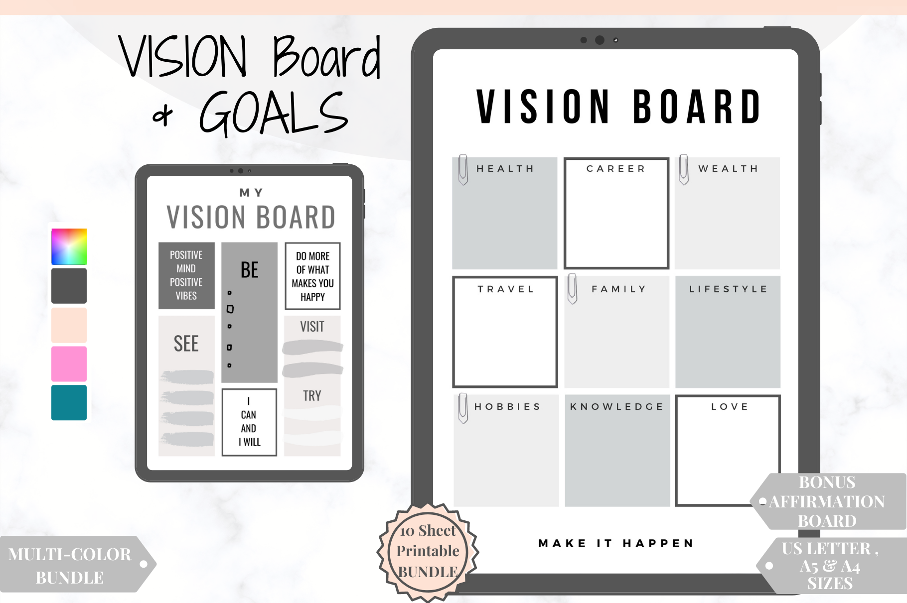 Vision Board Printable Kit 2021 | Creative Market