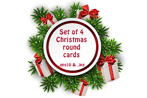 Christmas Round Cards Templates Set