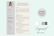 Giulia Rossi Resume Template + Cover, a Resume Template by PAPPERMINT RESUME STUDIO (Thumbnail 1 of 4)
