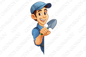 Gardener Cartoon Garden Tool Man, a Person Illustration by Christos Georghiou