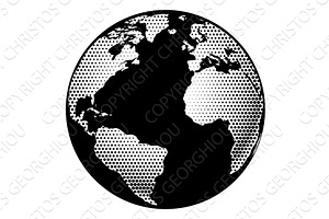 World Planet Earth Globe Map Retro, an Illustration by Christos Georghiou